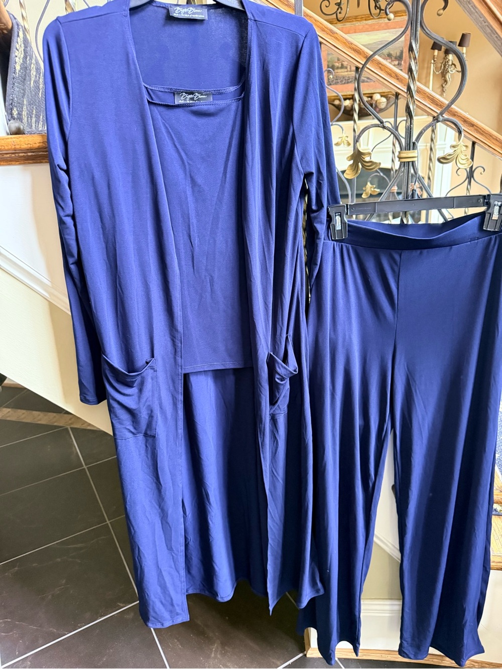 Brigitte Brianna 3 piece Navy travel set. M
Tank,long cardigan and pant. - Picture 3 of 10